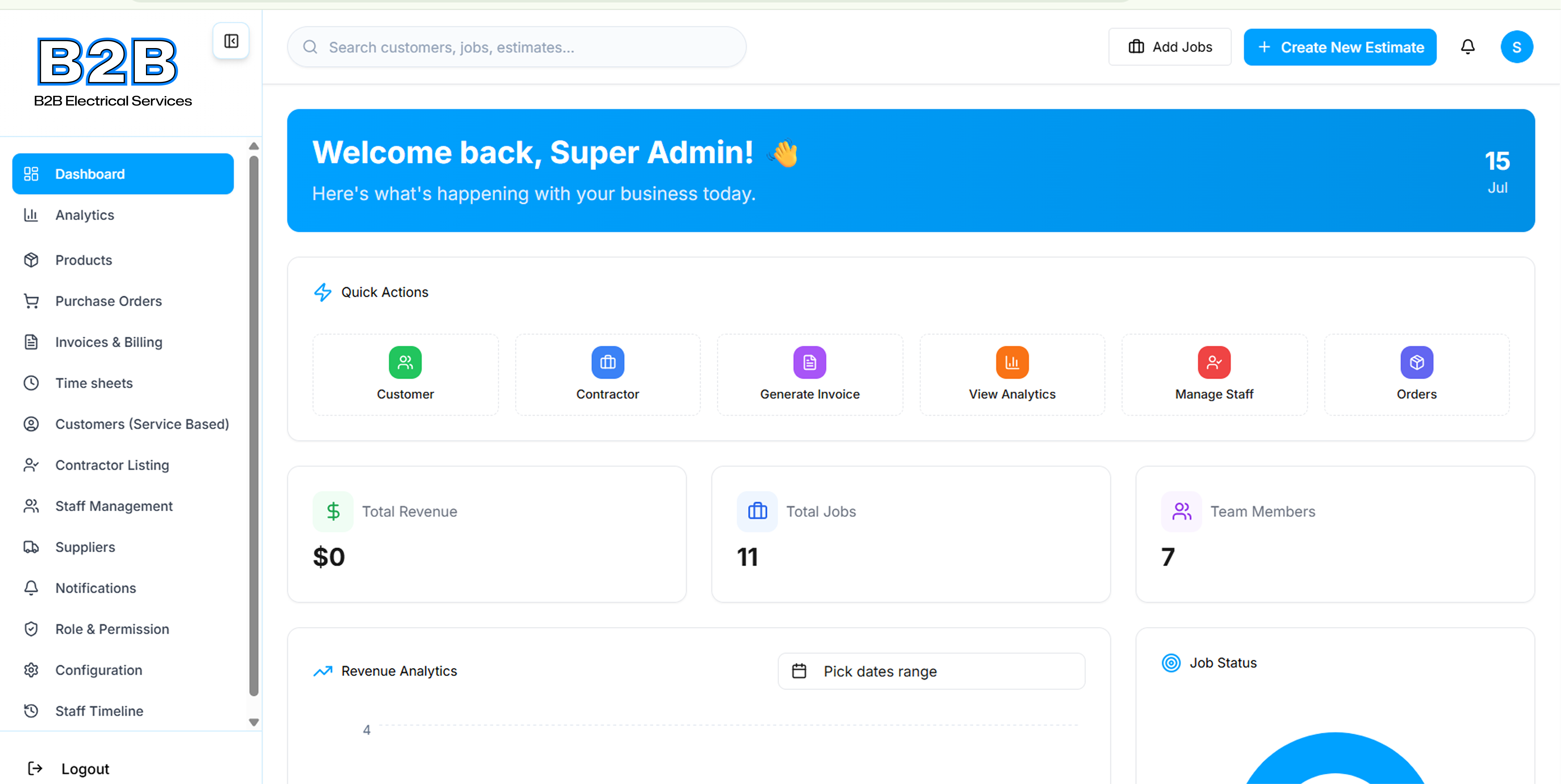 Turning manual operations into one connected software system. dashboard preview